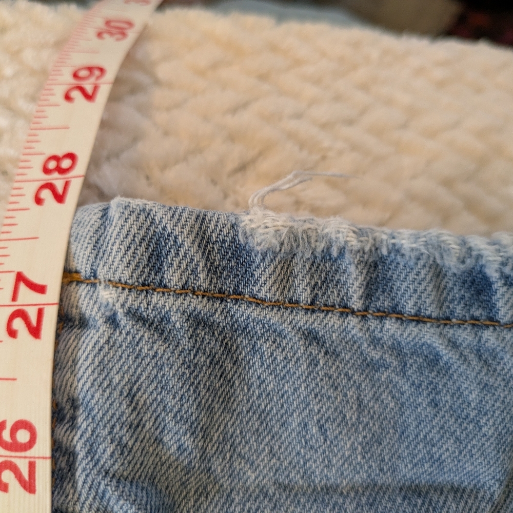 Bershka Light Blue Distressed Boyfriend Jeans: the booty jean w/ Pretty Pearls - Picture 10 of 15